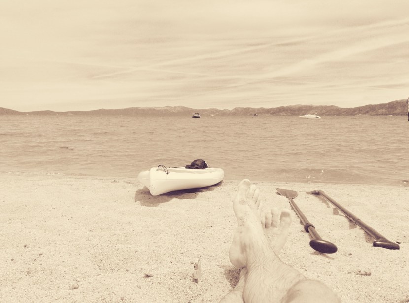 Waiting on Baldwin Beach after the sheriff sent us back to shore to find PFDs.