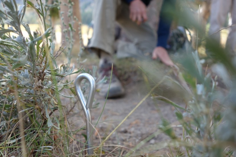 Measuring soil loss on a trail transect.